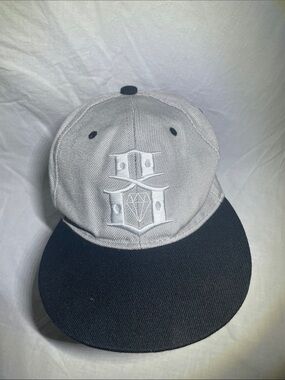 Two-Tone Gray and Black Snapback Hat with Embroidered Crest
